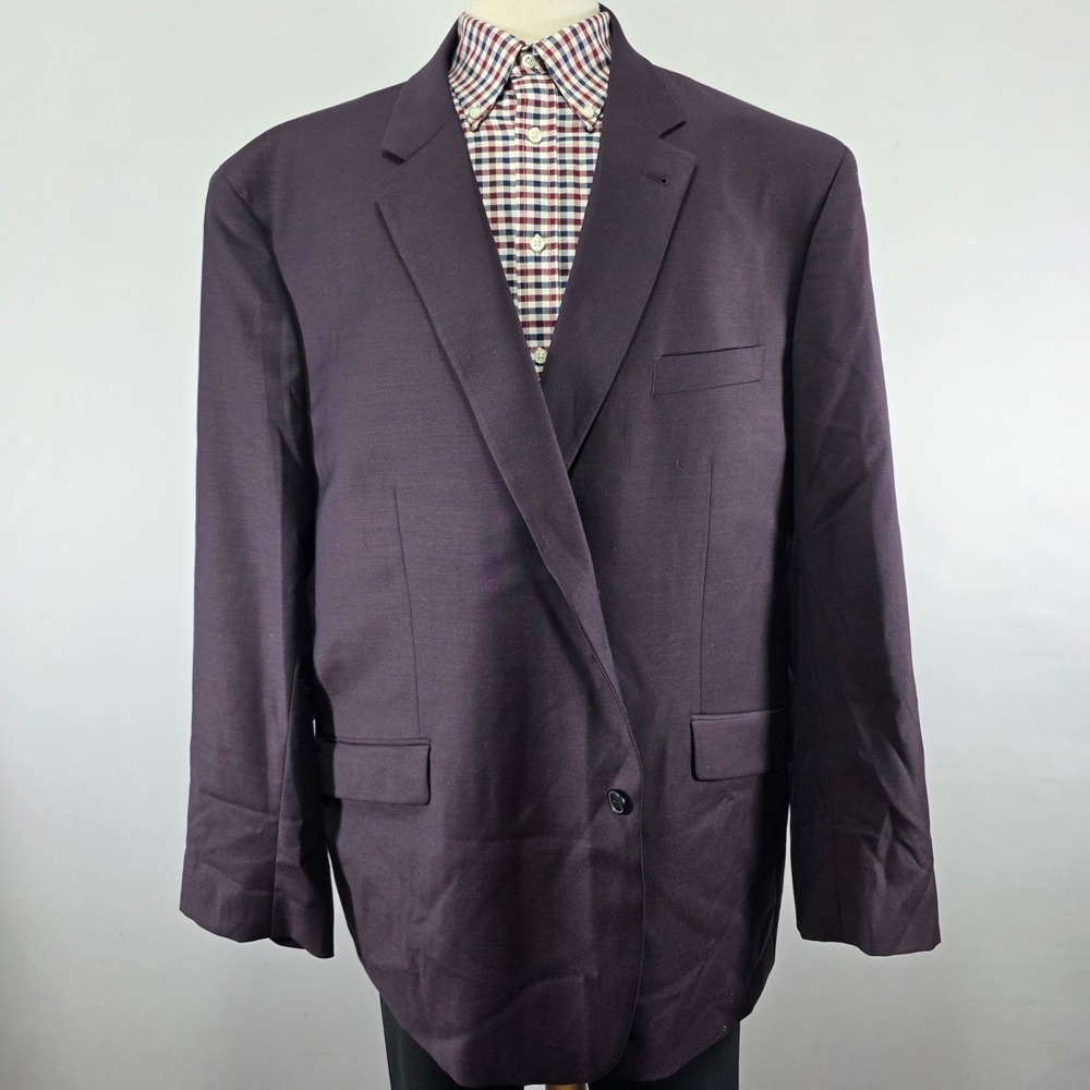Joseph Abboud Men's Sport Coat Blazer‎ Two Button Burgundy Wool Blend Size 56L